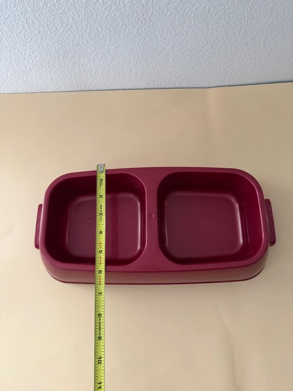 Double Feeding Bowl - Burgundy Plastic Pet Dishes